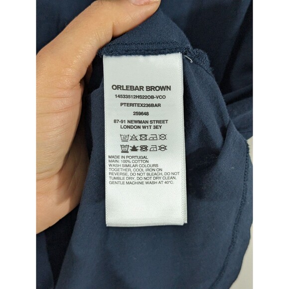 Orlebar Brown Navy Tailored Fit V- Neck T-Shirt Sz XL 100% Cotton Everyday - Picture 5 of 6